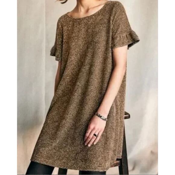 Sezane Dress Womens XS Gold Shift Y2K Metallic Mini Quiet Luxury Holiday Party - Picture 4 of 12